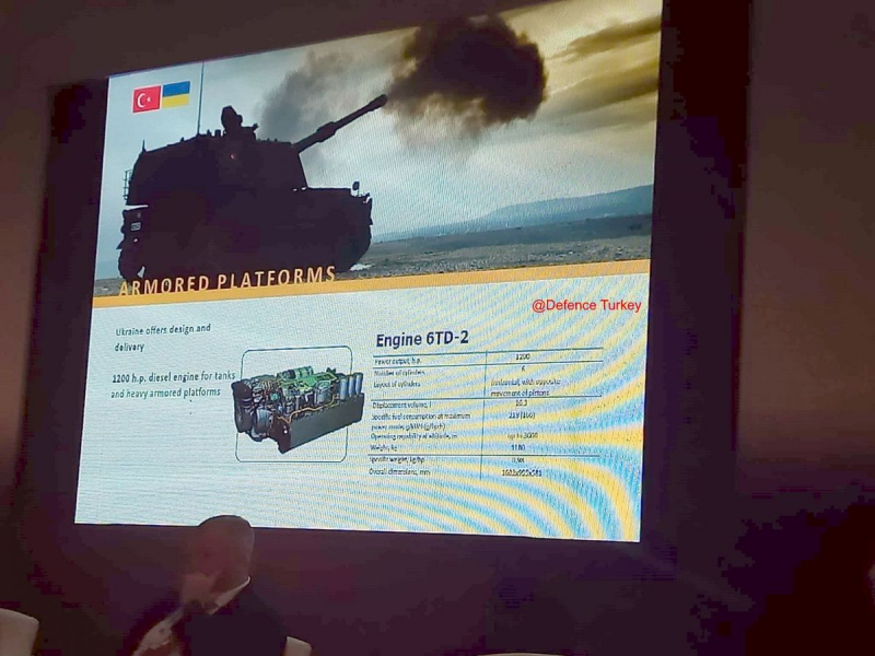 Фото української презентації щодо встановлення двигуна 6ТД-2 на турецьку САУ Т-155 Firtina II