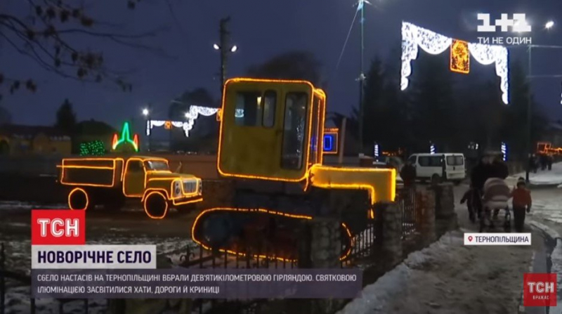  На Тернопольщине село украсили 9-километровой гирляндой. ФОТО 