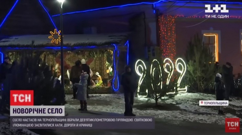  На Тернопольщине село украсили 9-километровой гирляндой. ФОТО 