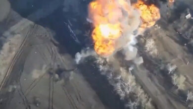 Вибух російського танка.