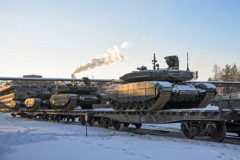 Ешелон нових Т-90М "Прорыв" для російських окупантів, січень 2023 року, фото з відкритих джерел