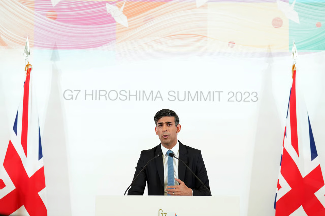 Though Rishi Sunak didn't call for a "de-coupling" between China and the West, he supported "de-risking" | WPA pool photo by Stefan Rousseau/Getty Images