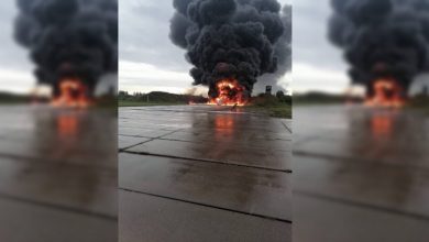 Палаючий Ту-22М3 на авіабазі "Солці"