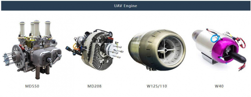Перелік двигунів до БПЛА, які виготовляє китайська MicroPilot UAV Flight Control Systems, скрін-шот сайту компанії
