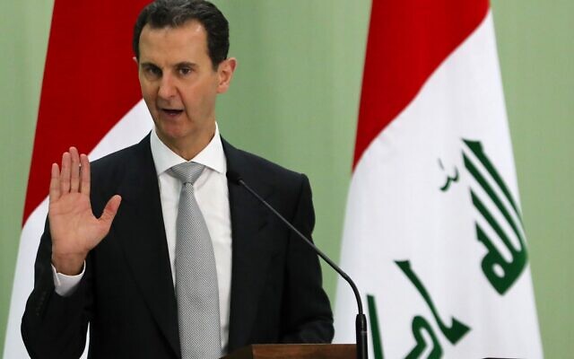 Президент Сирії Башар Асад виступає під час прес-конференції з прем’єр-міністром Іраку (не видно) у Дамаску 16 липня 2023 р. (LOUAI BESHARA / AFP)