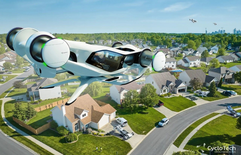 CycloTech представил концепт летающего автомобиля eVTOL с двигателем CycloRotor