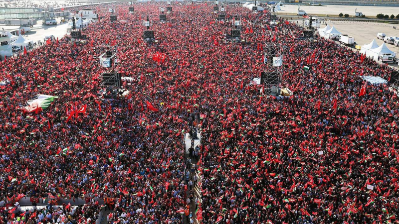  Эрдоган сделал ряд жестких заявлений на митинге в поддержку Палестины 