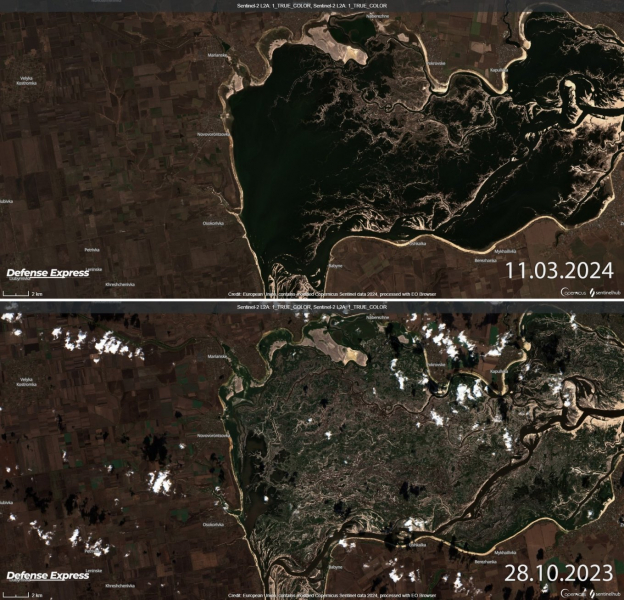 У Каховське водосховище повернулась вода, як це вплине на бойові дії: що показують супутникові знімки