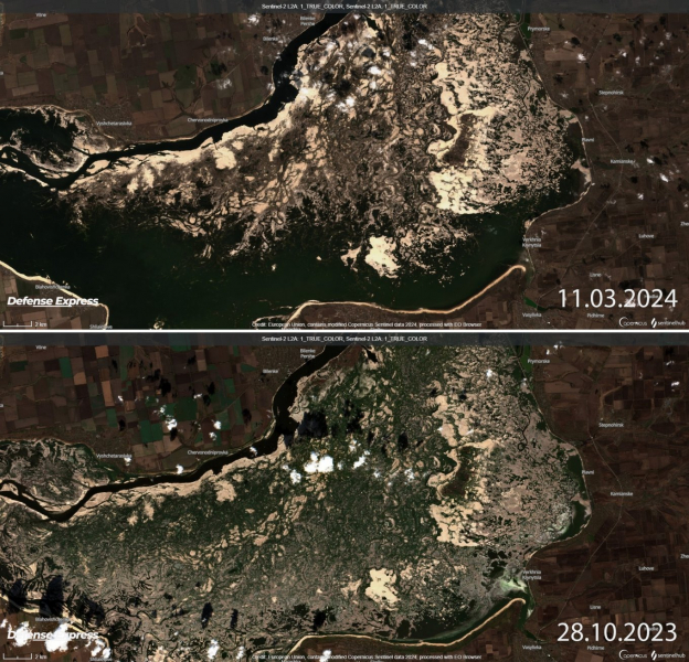 У Каховське водосховище повернулась вода, як це вплине на бойові дії: що показують супутникові знімки