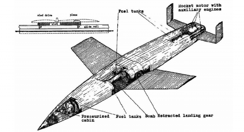 Ескіз проекту гіперзвукового бомбардувальника Zilbervogel, архівне зображення з відкритих джерел