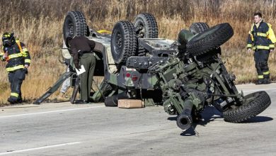 Перекинутий Humvee нацгвардії США (фото: Herald News, 2017 рік)