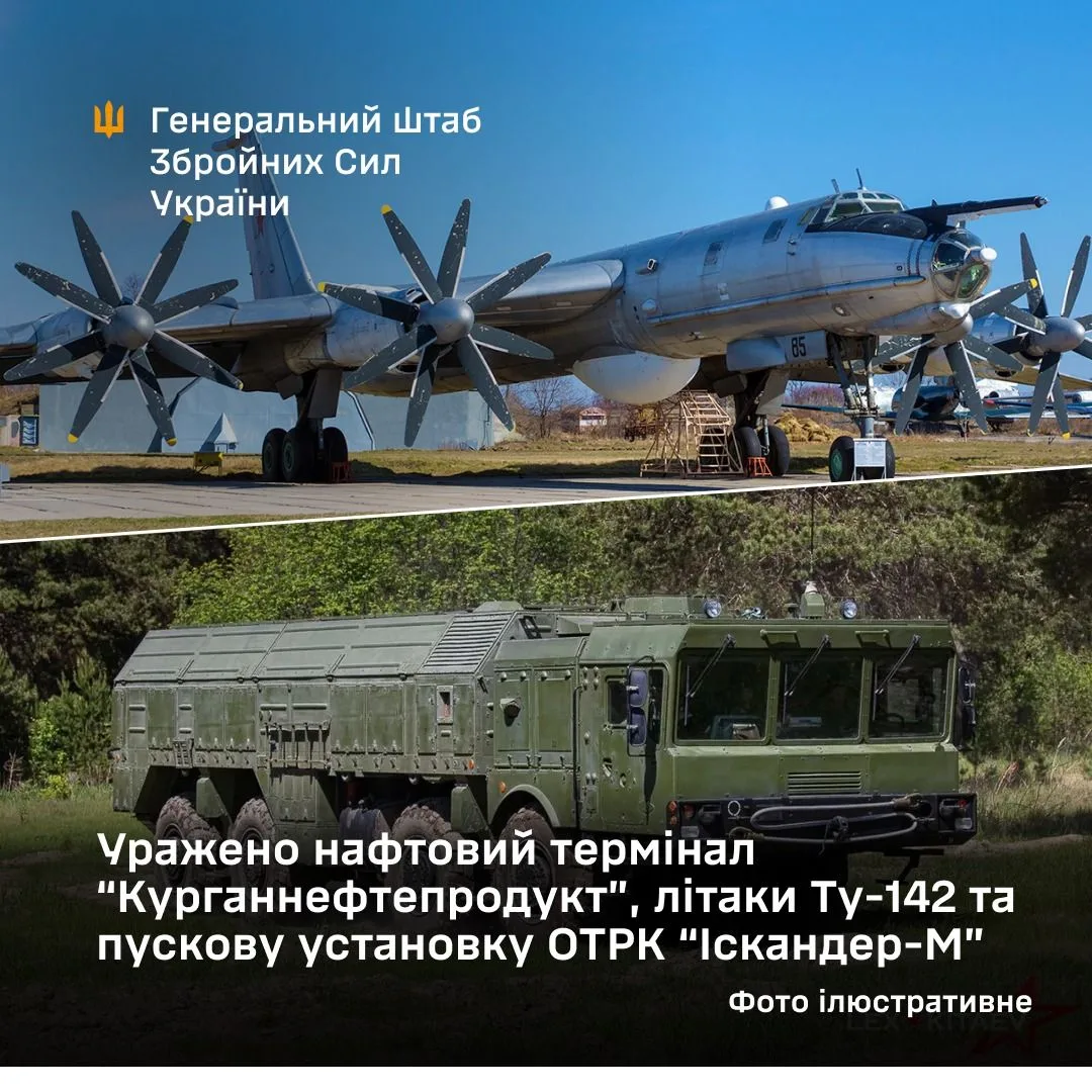 Сили оборони України вразили нафтотермінал у Таганрозі, літаки Ту-142 та установку «Іскандер-М»