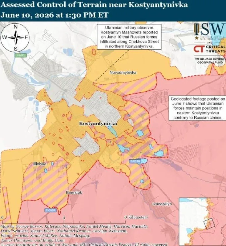 ISW: росія змінила пріоритет наступу на Донеччині на Костянтинівку