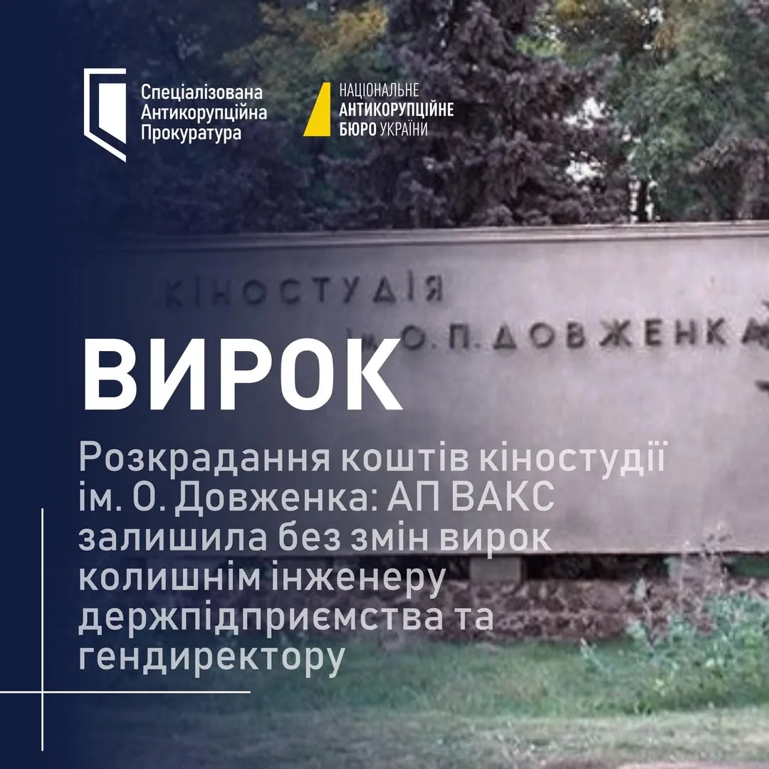 АП ВАКС залишила в силі вирок у справі про розкрадання коштів кіностудії ім.