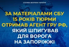 Агент гру рф, викритий СБУ на Запоріжжі, отримав 15 років ув’язнення
