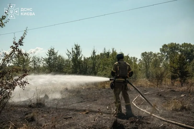 У Голосіївському районі Києва ліквідували пожежу сухої трави площею 1200 кв.