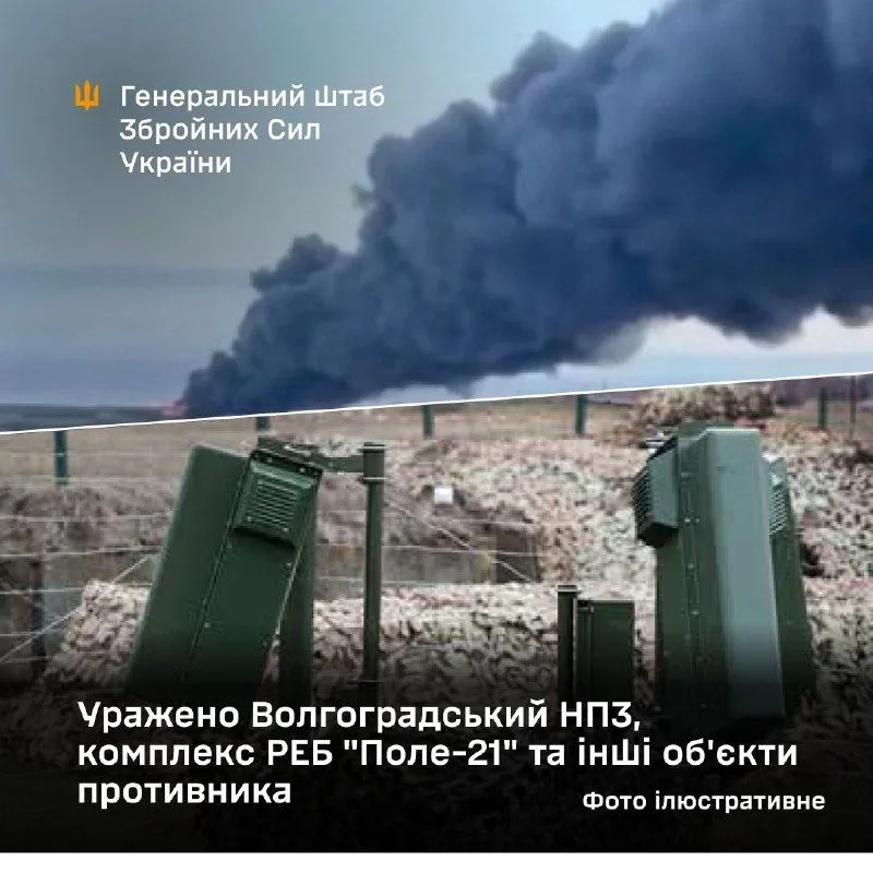 Сили оборони України вразили Волгоградський НПЗ, комплекс РЕБ «Поле-21» та інші цілі рф