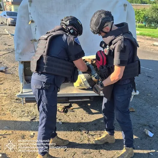 На Харківщині ДСНС знищила бойову частину збитого БпЛА «Герань-2»