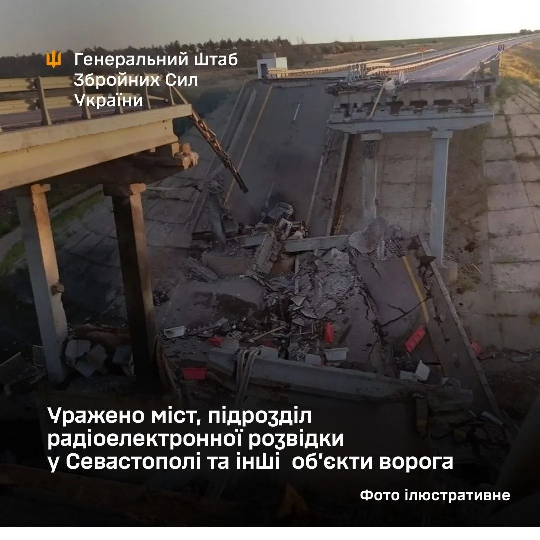 Сили оборони України вразили мости та об’єкти звʼязку окупантів у Криму, Донеччині та Запоріжжі