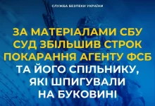 Суд посилив вироки агенту фсб та його спільнику, викритим СБУ на Буковині