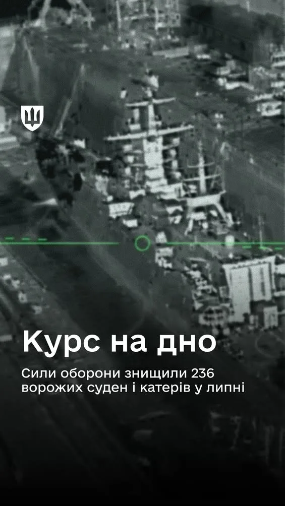 У липні українські дрони уразили рекордні 236 російських суден і катерів