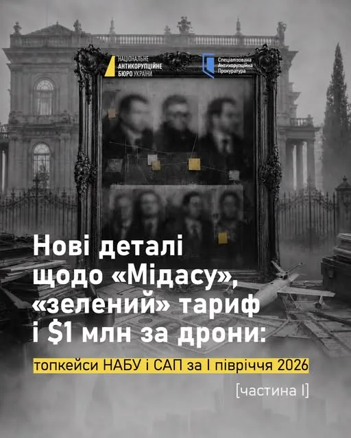 НАБУ та САП оприлюднили ключові справи за перше півріччя 2026 року