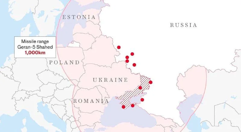 The Telegraph: Росія створила десятки пускових майданчиків для далекобійних БПЛА біля кордонів з Україною та Білоруссю
