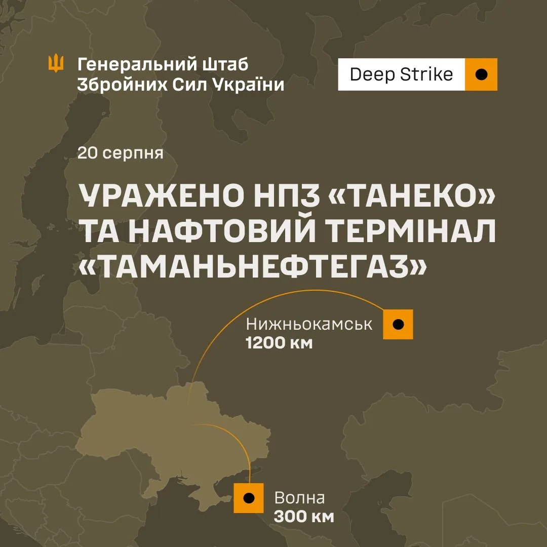 Сили оборони України вразили НПЗ у Татарстані та нафтовий термінал у Краснодарському краї РФ