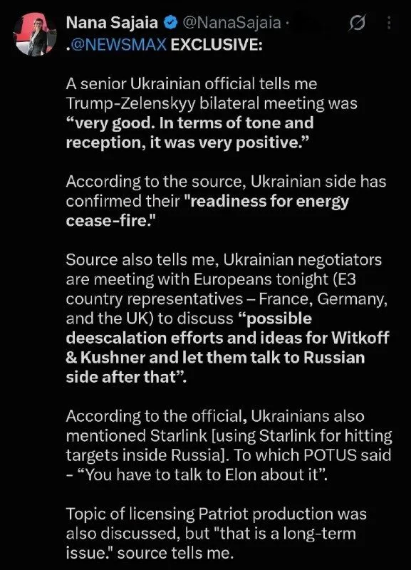 Журналістка Newsmax: Зеленський знову обговорив із Трампом використання Starlink для ударів по РФ