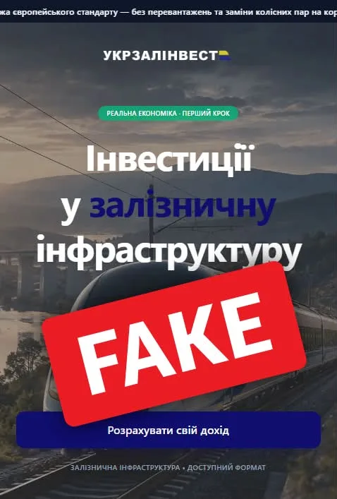 Укрзалізниця попередила про шахрайський сайт з «інвестиціями» в залізницю