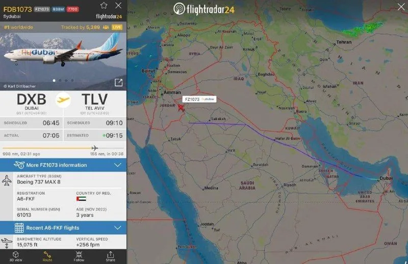 Можливе захоплення літака Flydubai рейсу Дубай–Тель-Авів, борт перенаправили до Саудівської Аравії
