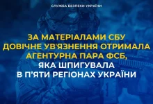 Агентурну пару ФСБ, яка шпигувала в п’яти регіонах України, засуджено до довічного увʼязнення