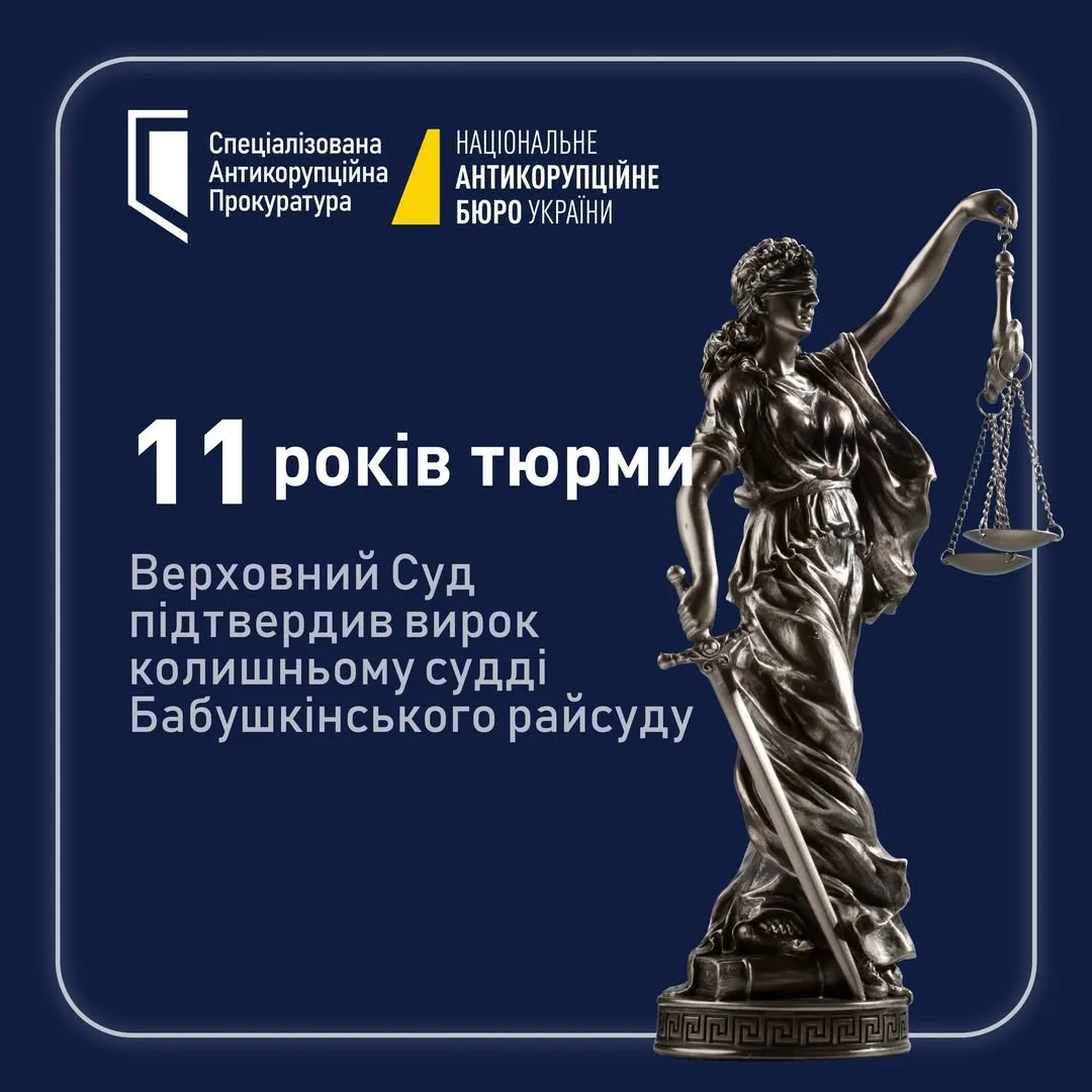 Верховний Суд залишив у силі 11 років ув’язнення для екссудді Бабушкінського райсуду