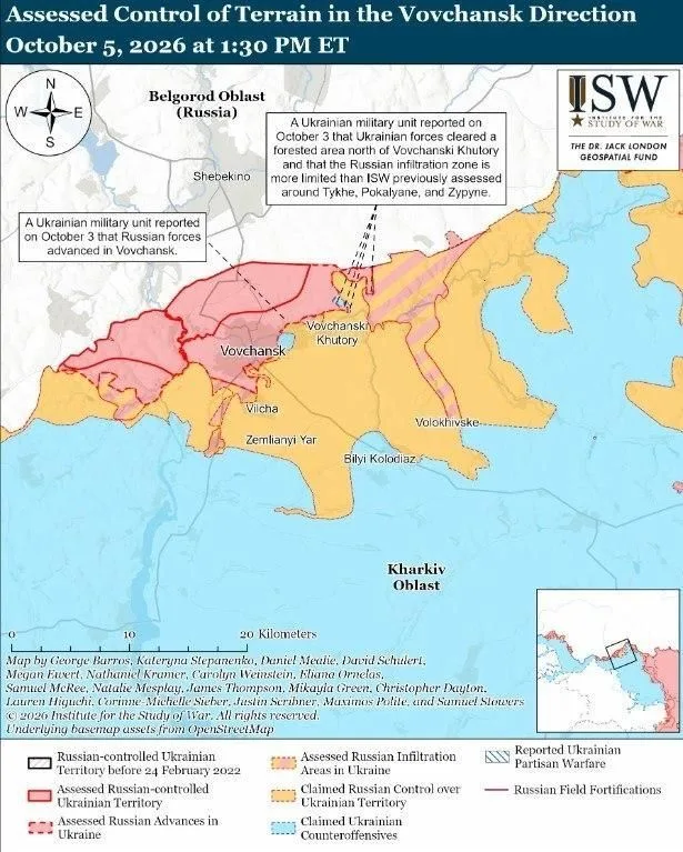 ISW: Сили оборони звільнили ділянку лісу біля Вовчанська на Харківщині