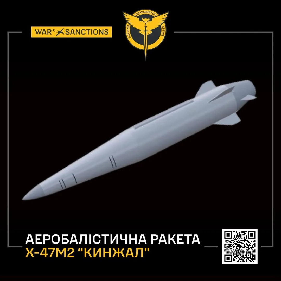 ГУР України оприлюднило деталі про російську ракету «Кинжал» та її виробників