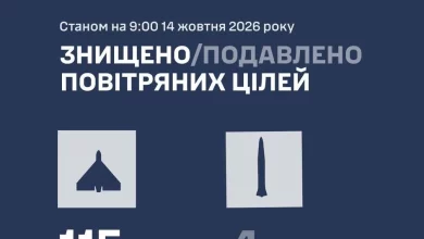 Повітряні Сили: у ніч на 14 жовтня збито та придушено 4 ракети і 115 ворожих БпЛА