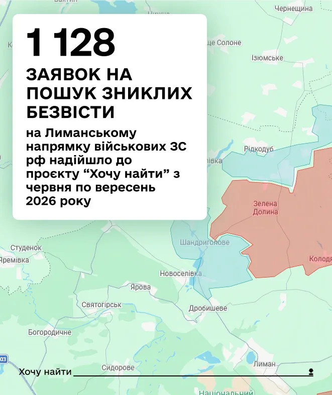 Проєкт «Хочу найти» повідомив про різке зростання заявок щодо зниклих військових РФ на Лиманському напрямку